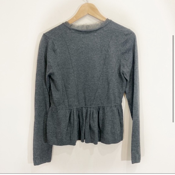 Anthropologie Dark Grey Tie Front Detail Open Cardigan Sz Medium - Picture 2 of 8